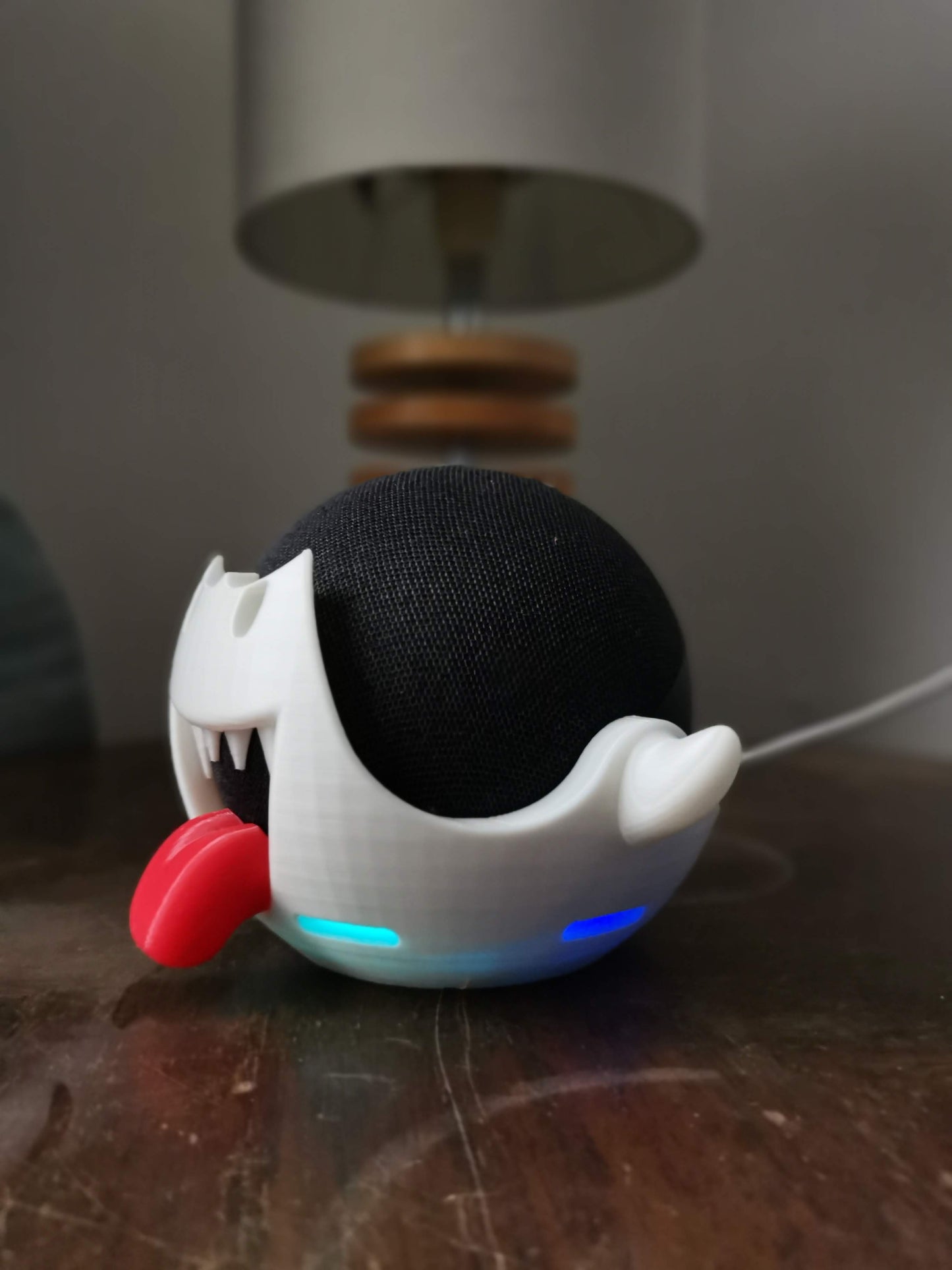 Alexa Echo Boo holder with echo inside from the side