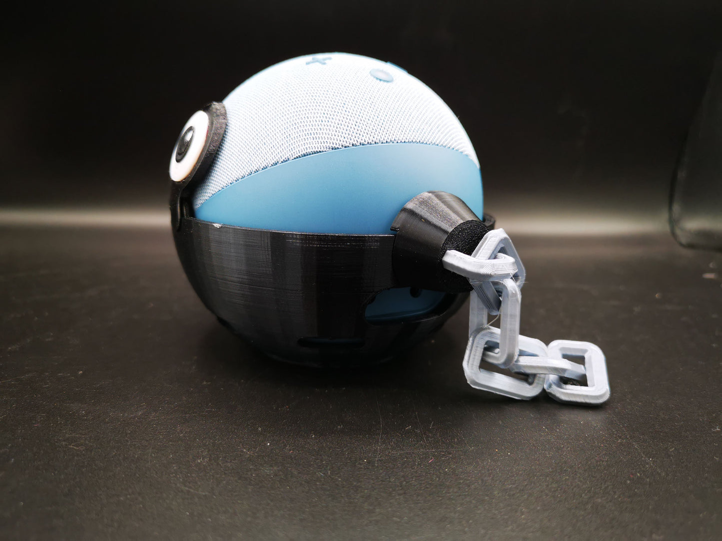 Chain Chomp Alexa Echo holder from the back