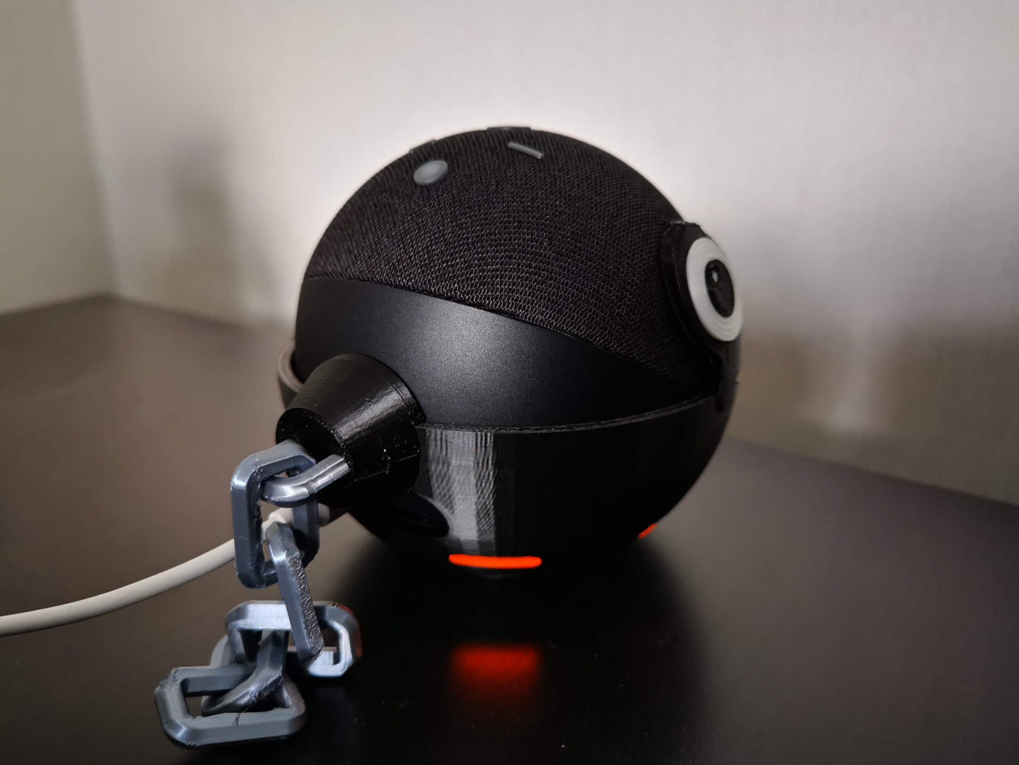 Chain Chomp Alexa Echo holder from the back