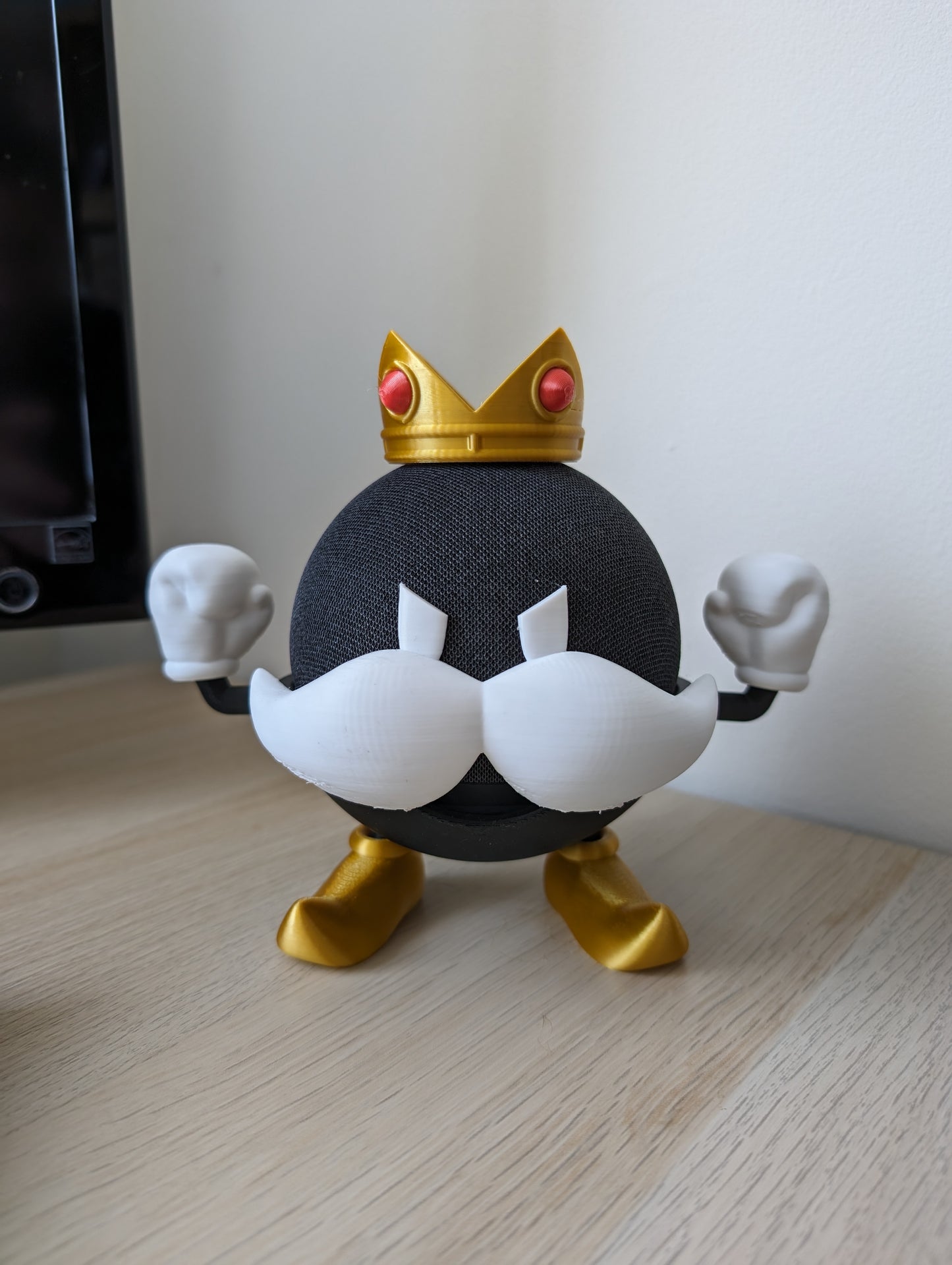 King Bomb-omb Alexa Echo holder on desk close up