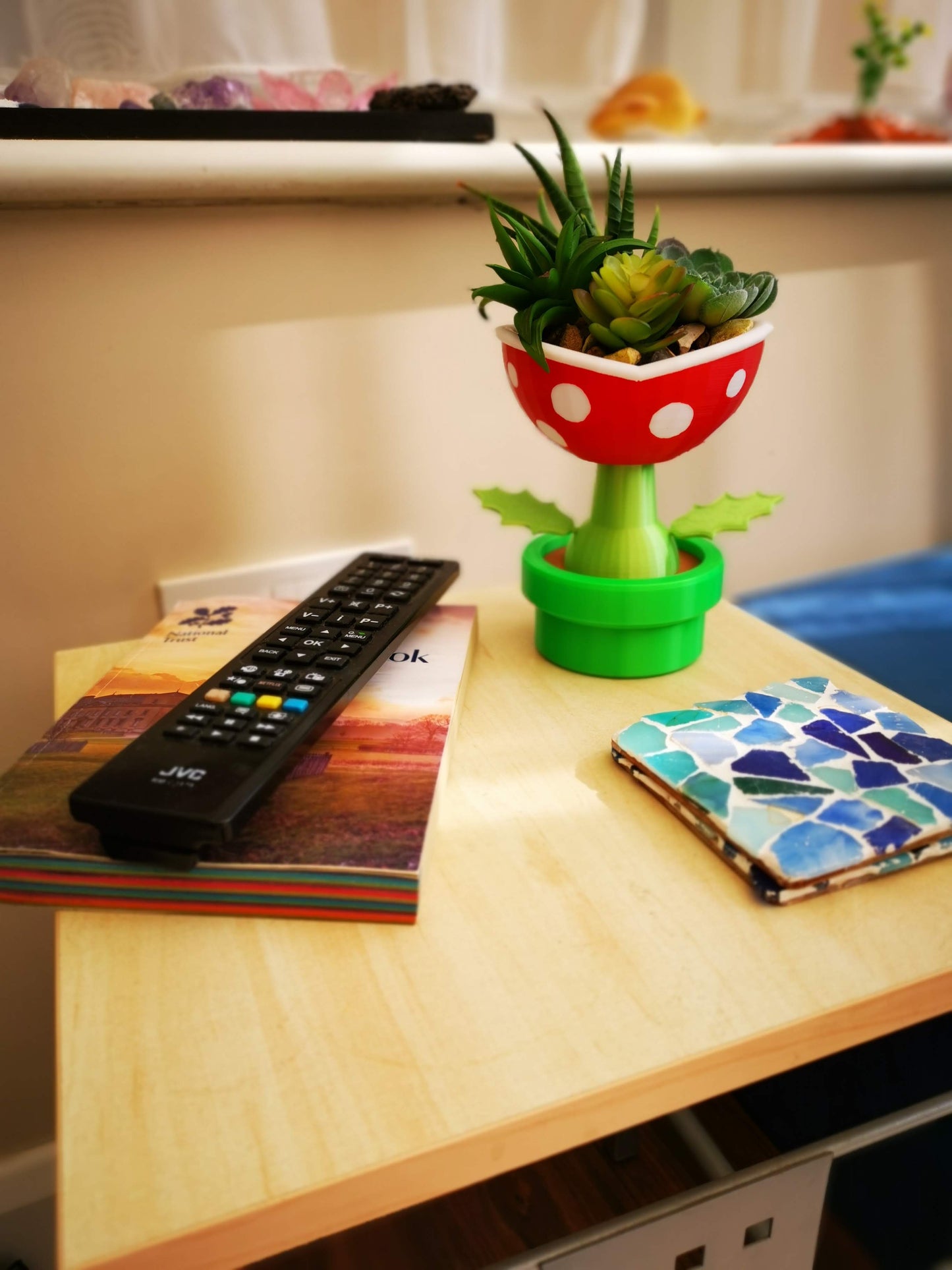 Petey Piranha planter indoors on the table