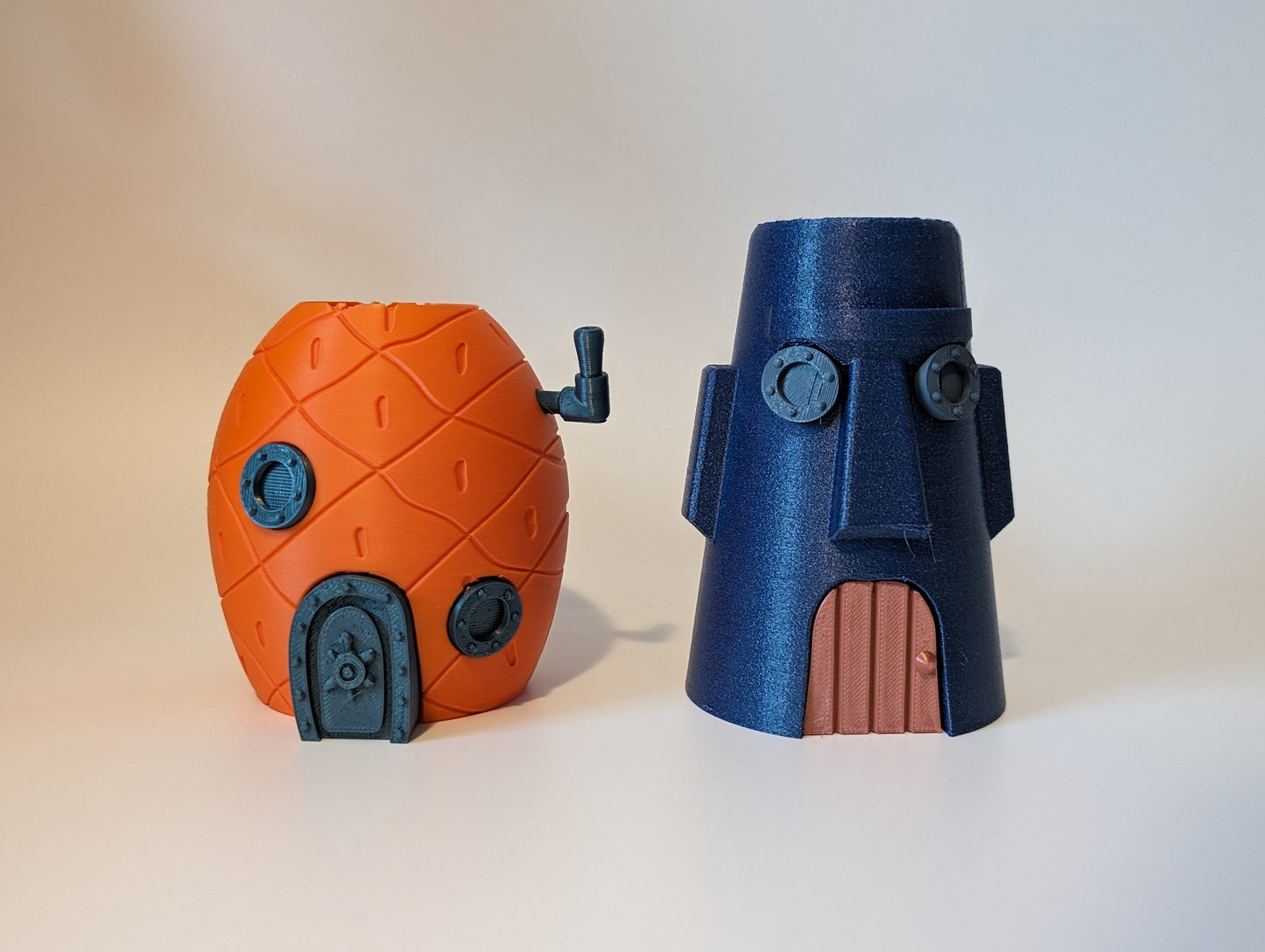 Spongebob and Squidward house planters