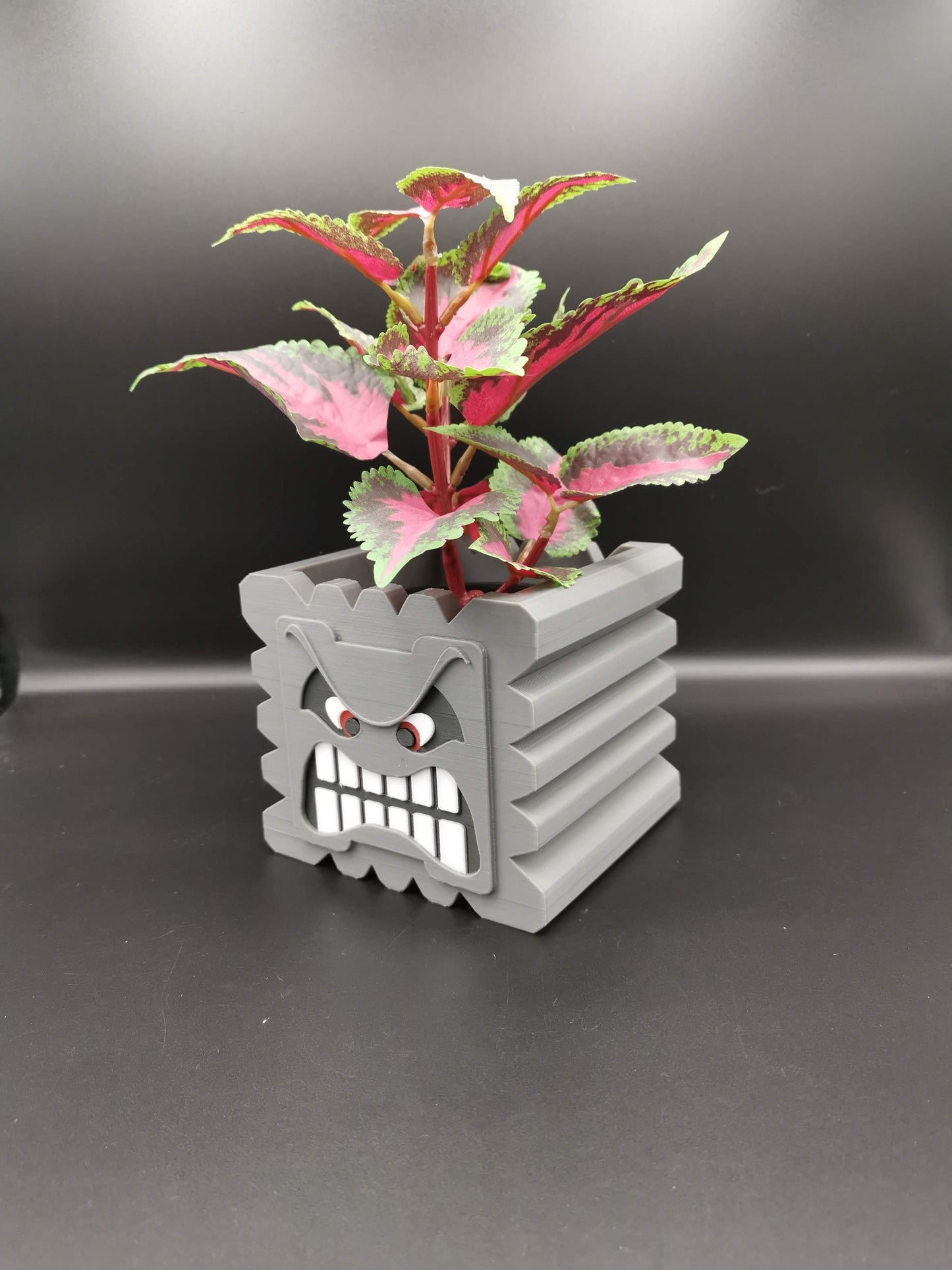 Thwomp Mario planter at an angle