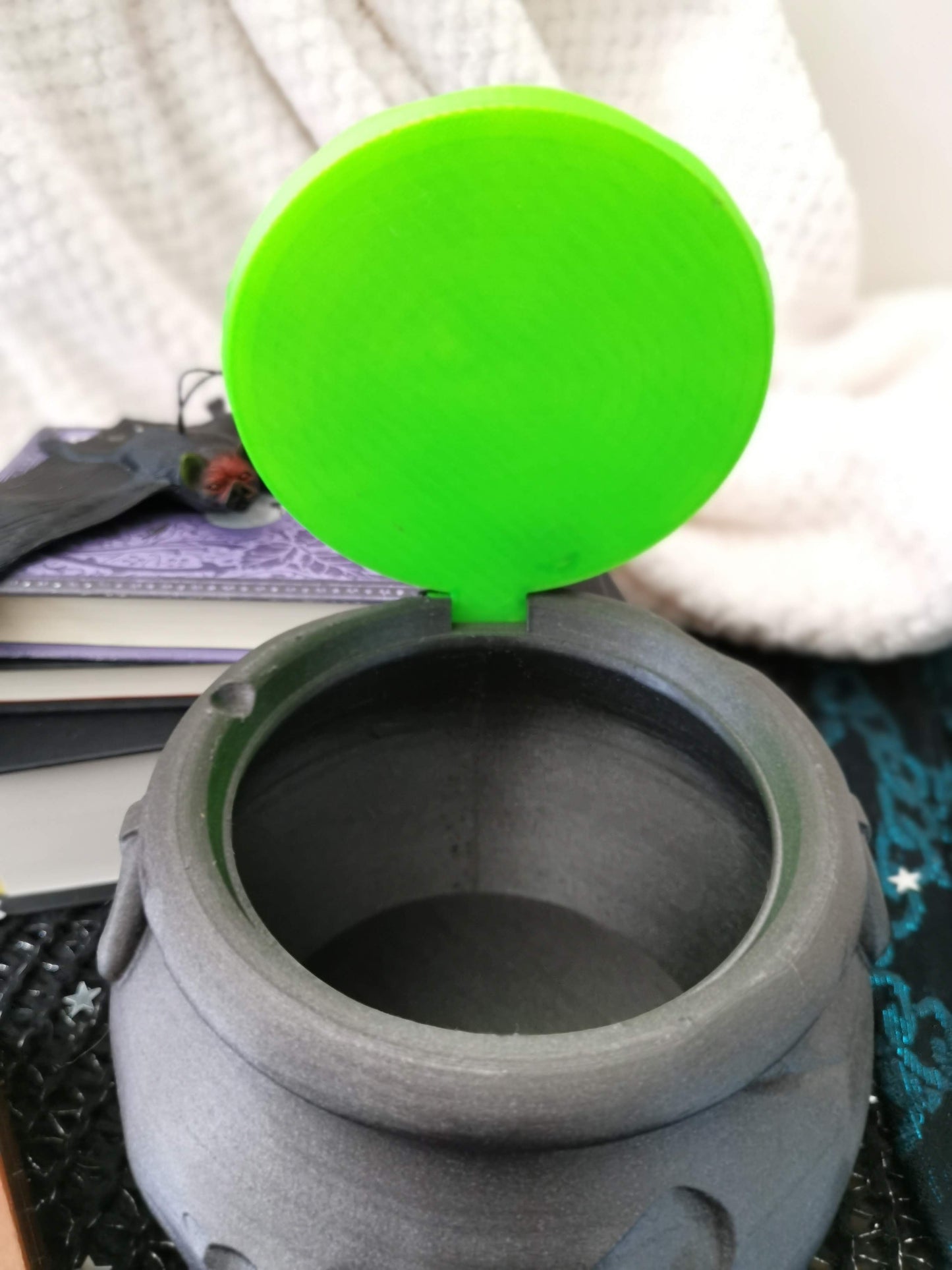 Witches cauldron with lid open