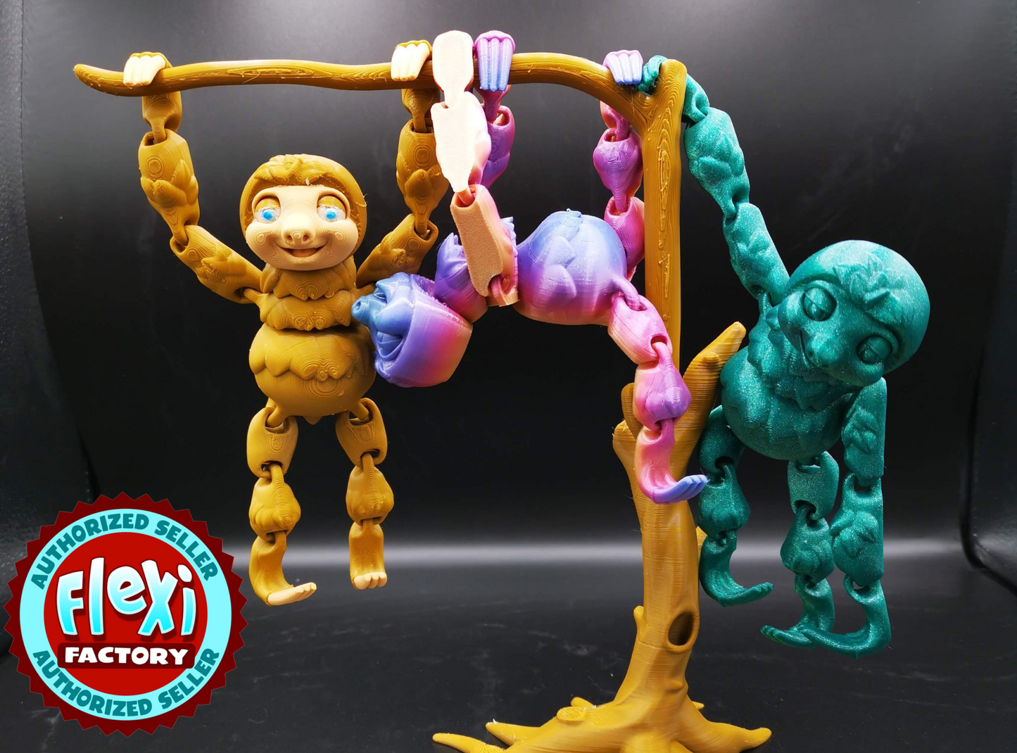 Cute Flexi Sloth fidget Desk toy with decorative tree branch