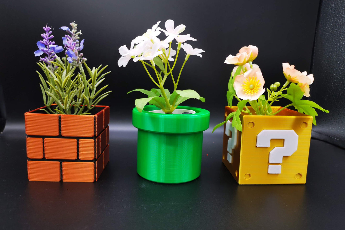 Super Mario planter set - Various sizes! / Super Mario flower plant pot / housewarming gift for new home / Gaming room home decor / desk pot