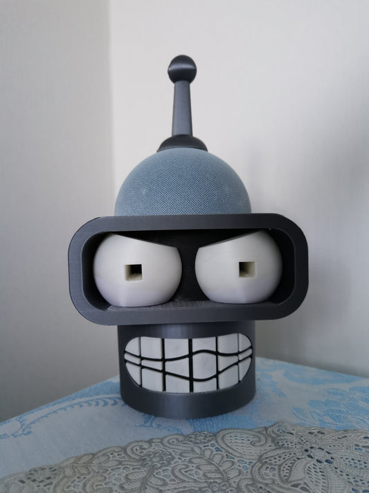 Bender Alexa Echo holder from the front close up (traditional colours)