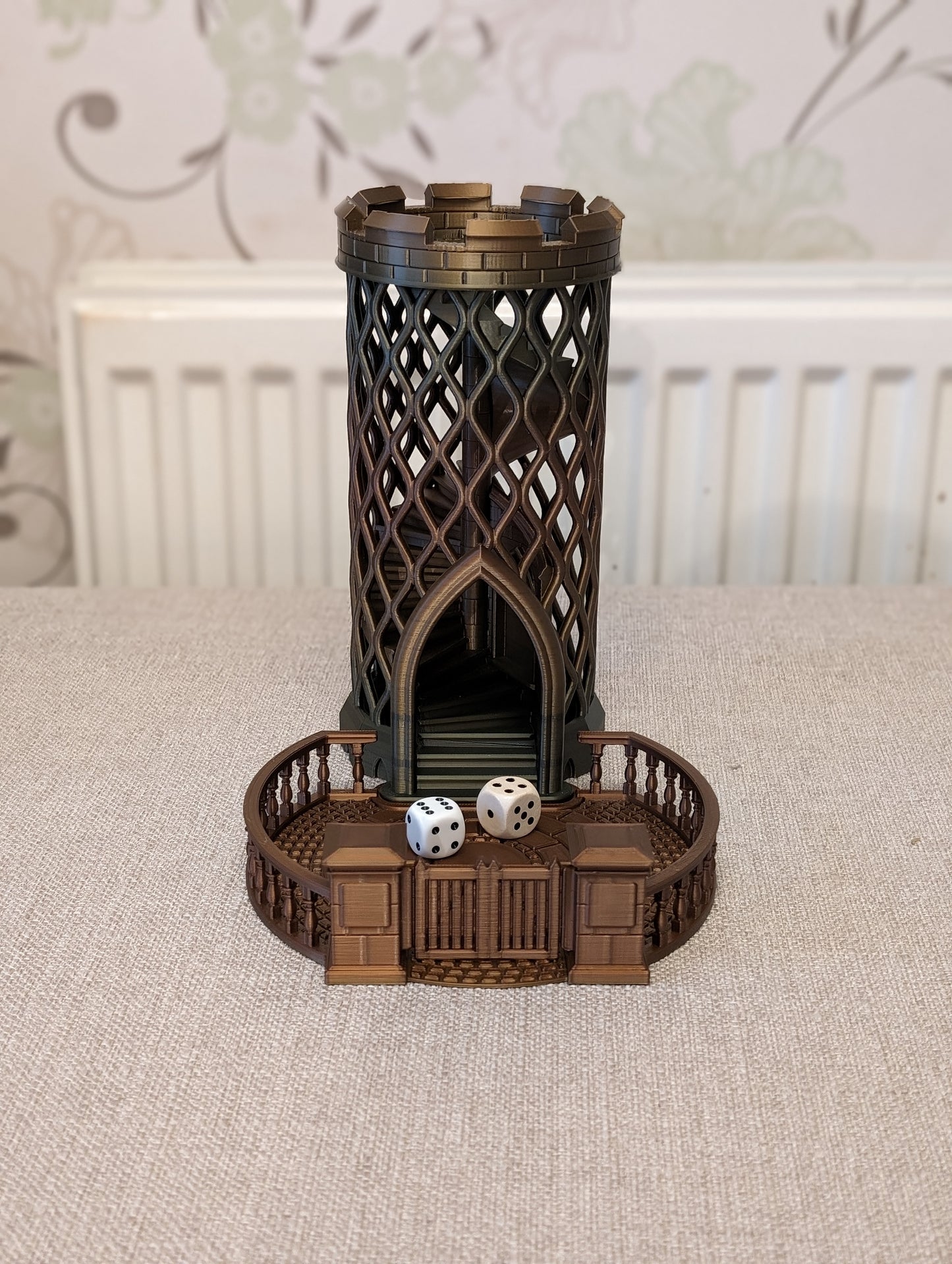 Castle turret dice tower from the front