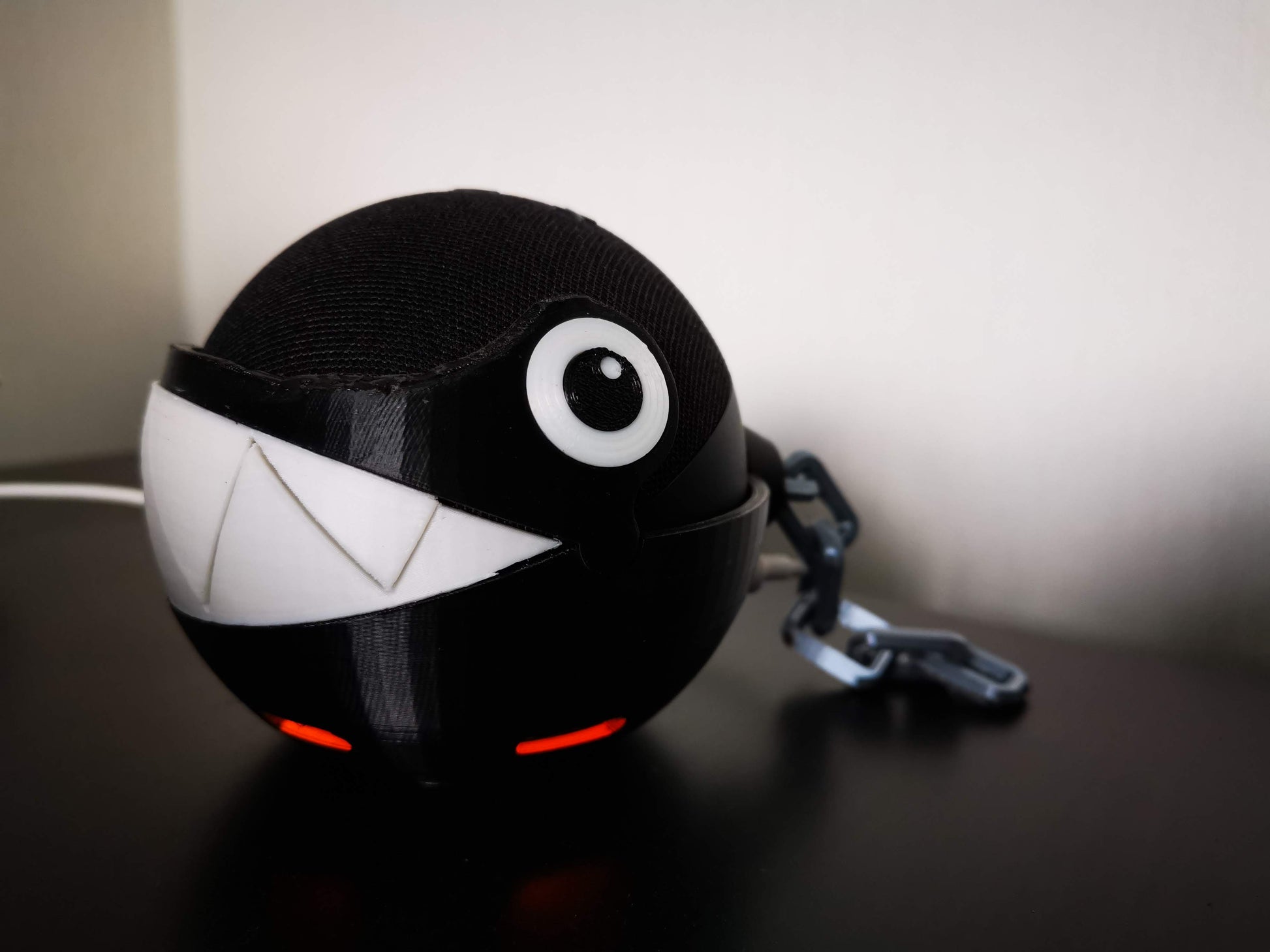 Chain Chomp Alexa Echo holder from front side angle