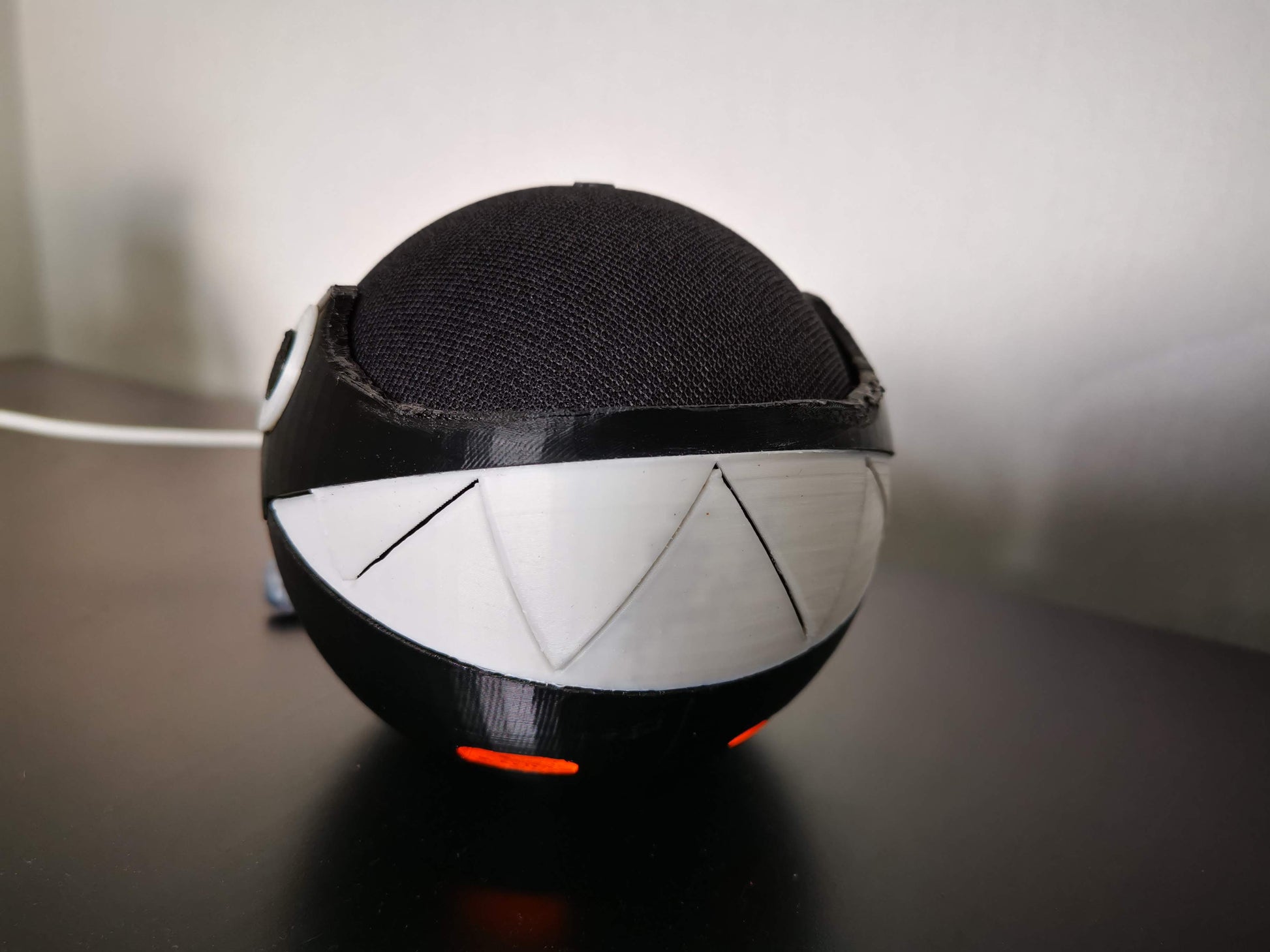 Chain Chomp Alexa Echo holder from front side angle close up