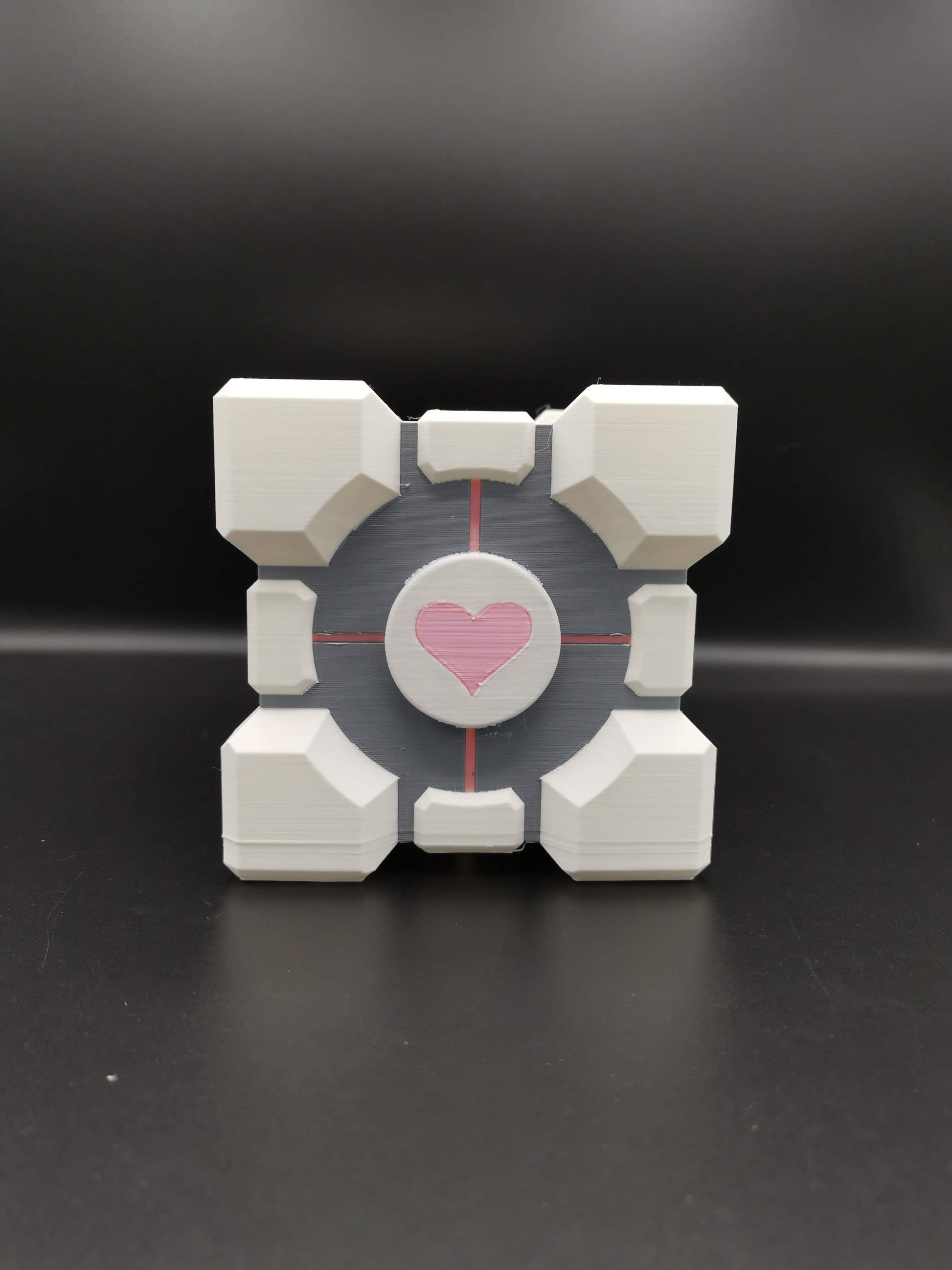 Companion Cube Portal planter close up from front