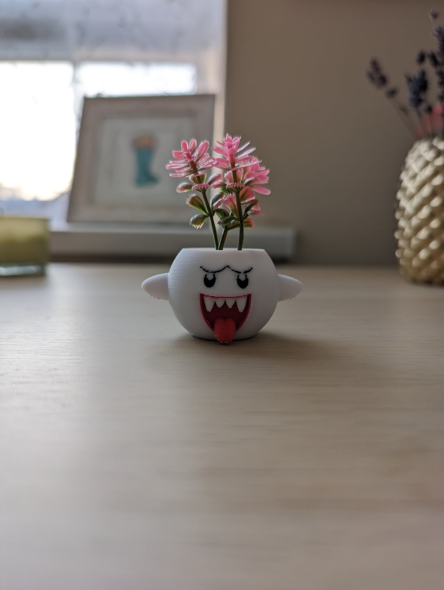 Extra small Mario Boo planter on desk