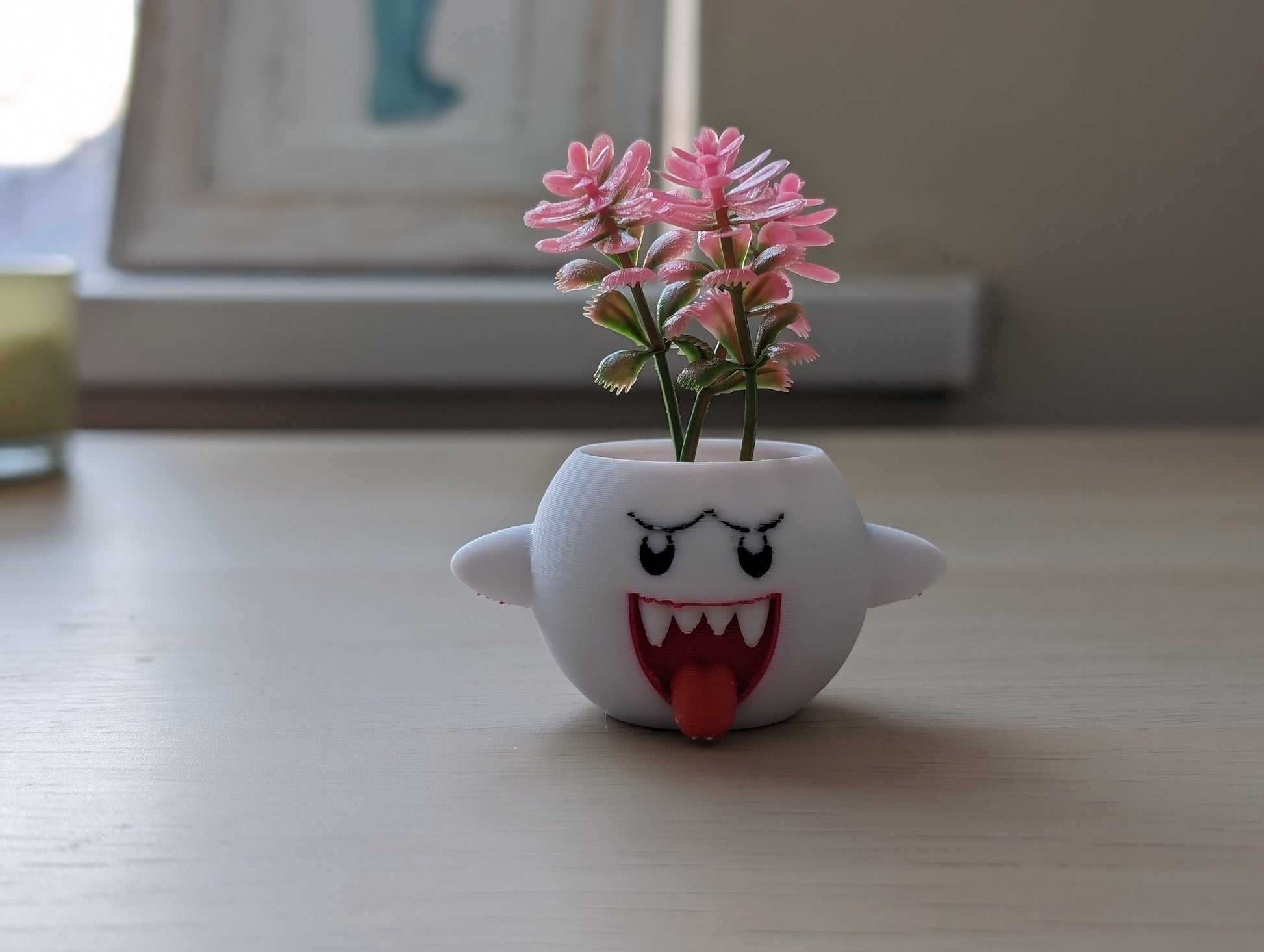 Extra small Mario Boo planter on the desk