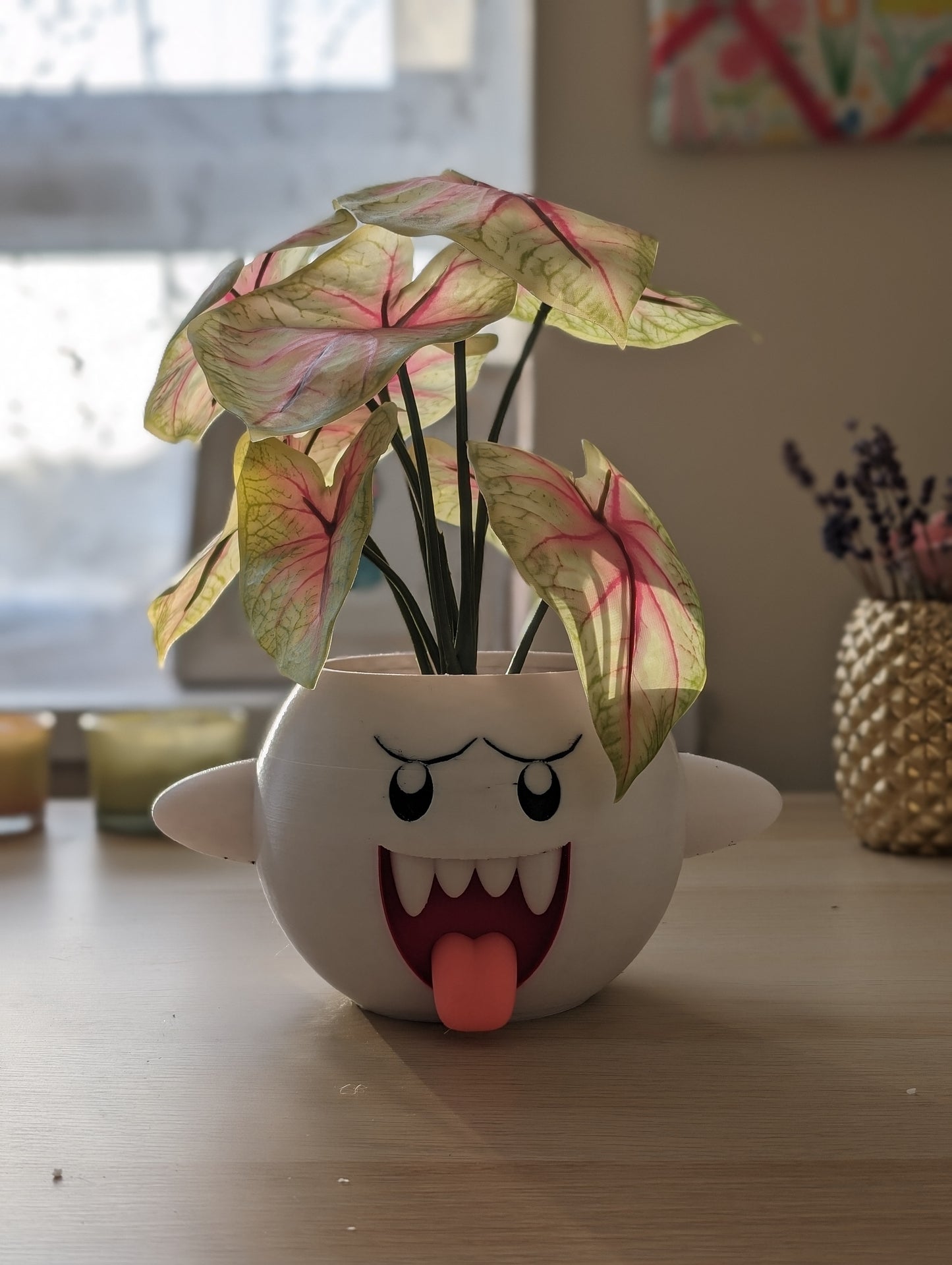 Mario Boo planter from the front with plant