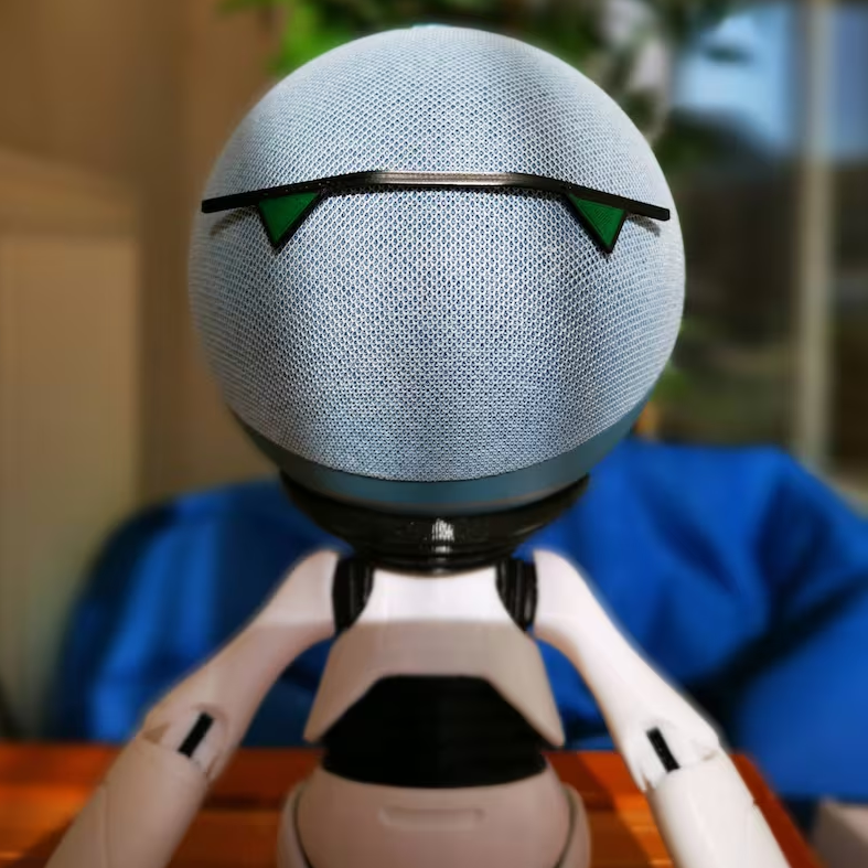Marvin the Android Alexa Echo holder from front close up