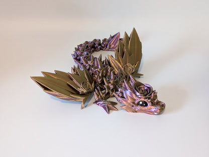Winged Rose Dragon – Articulated fidget toy in various multi-tone colours
