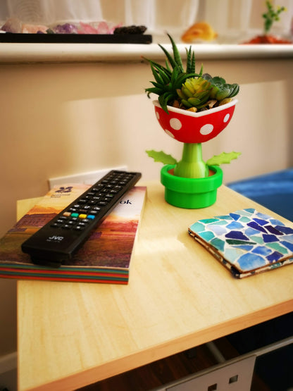 Petey Piranha planter indoors on the table