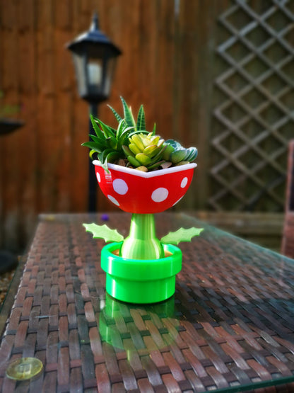 Petey Piranha planter outside
