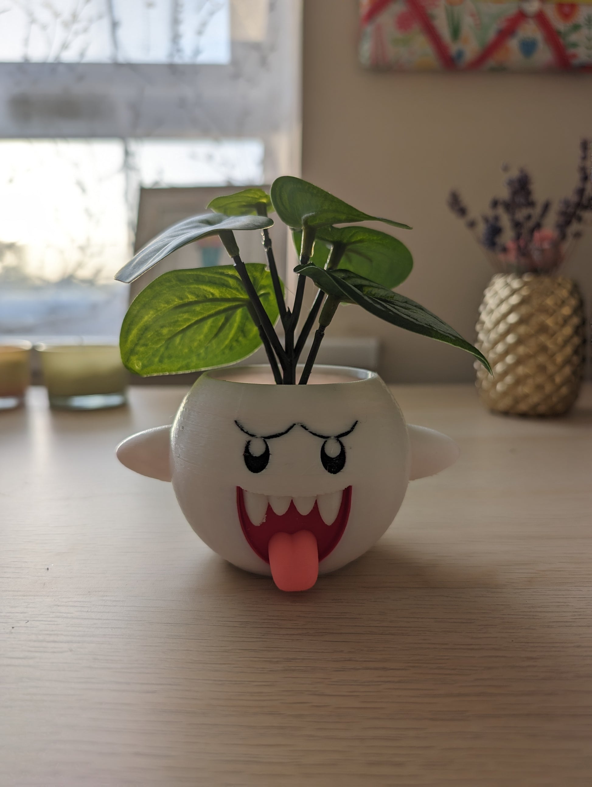 Small Mario Boo planter on desk