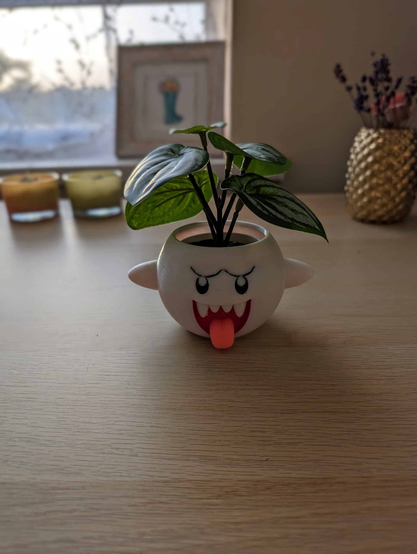 Small Mario Boo planter on the desk