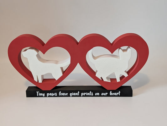 Cat & Dog Heart Sign – 3D printed pet home decor, product photo 1 of 5