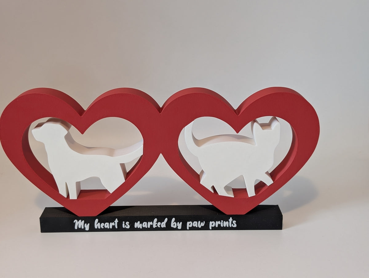 Cat & Dog Heart Sign – 3D printed pet home decor, product photo 3 of 5
