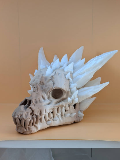 Dragon skull crystals and teeth, side view