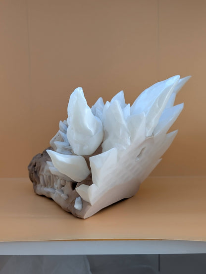 Dragon skull side profile with crystal mane