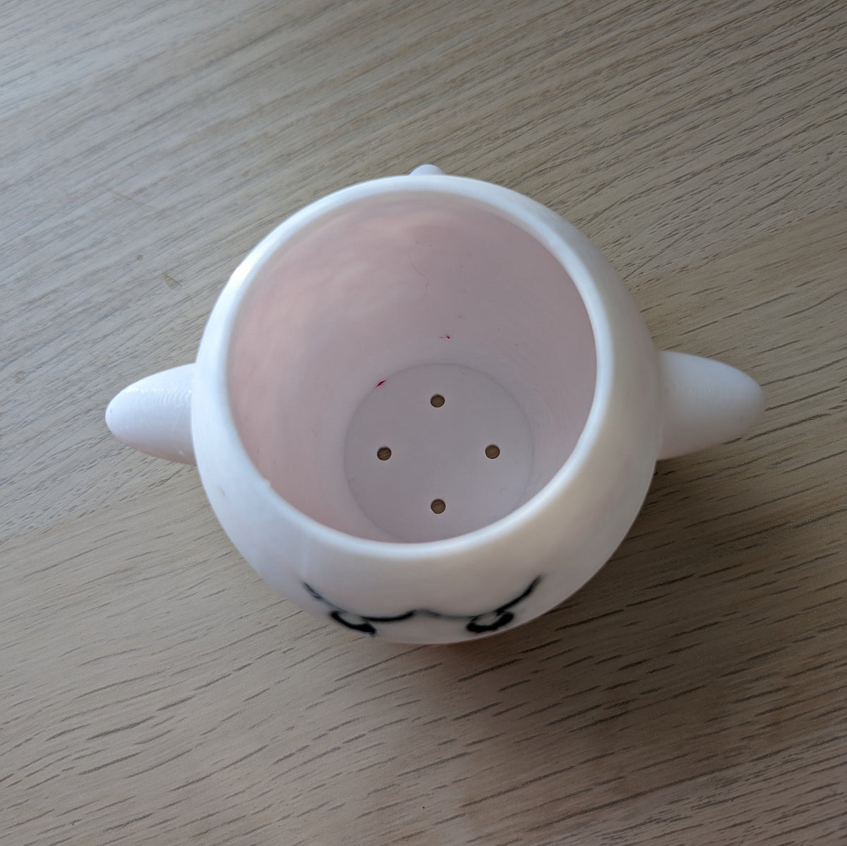 Inside the Boo planter showing the drainage holes