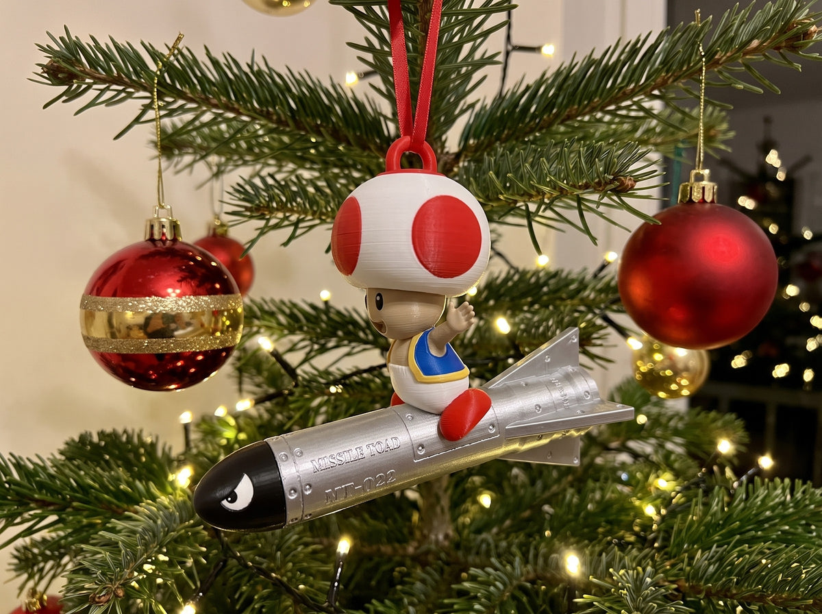 Mario Missile Toad on a Christmas tree, Bullet Bill nose facing left