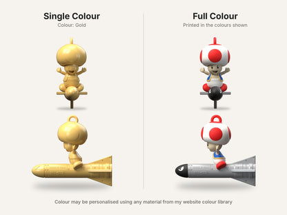 Mario Missile Toad Single Colour (gold) and Full Colour versions compared