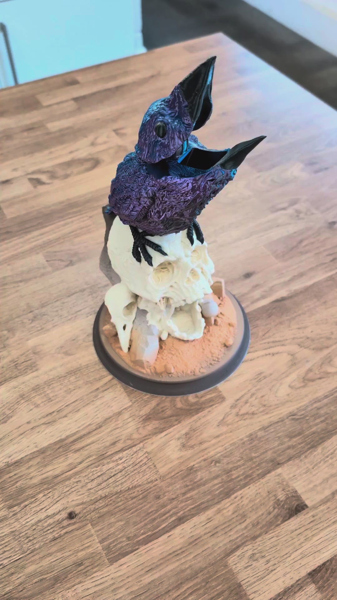 Full Colour raven skull dice tower turned by hand