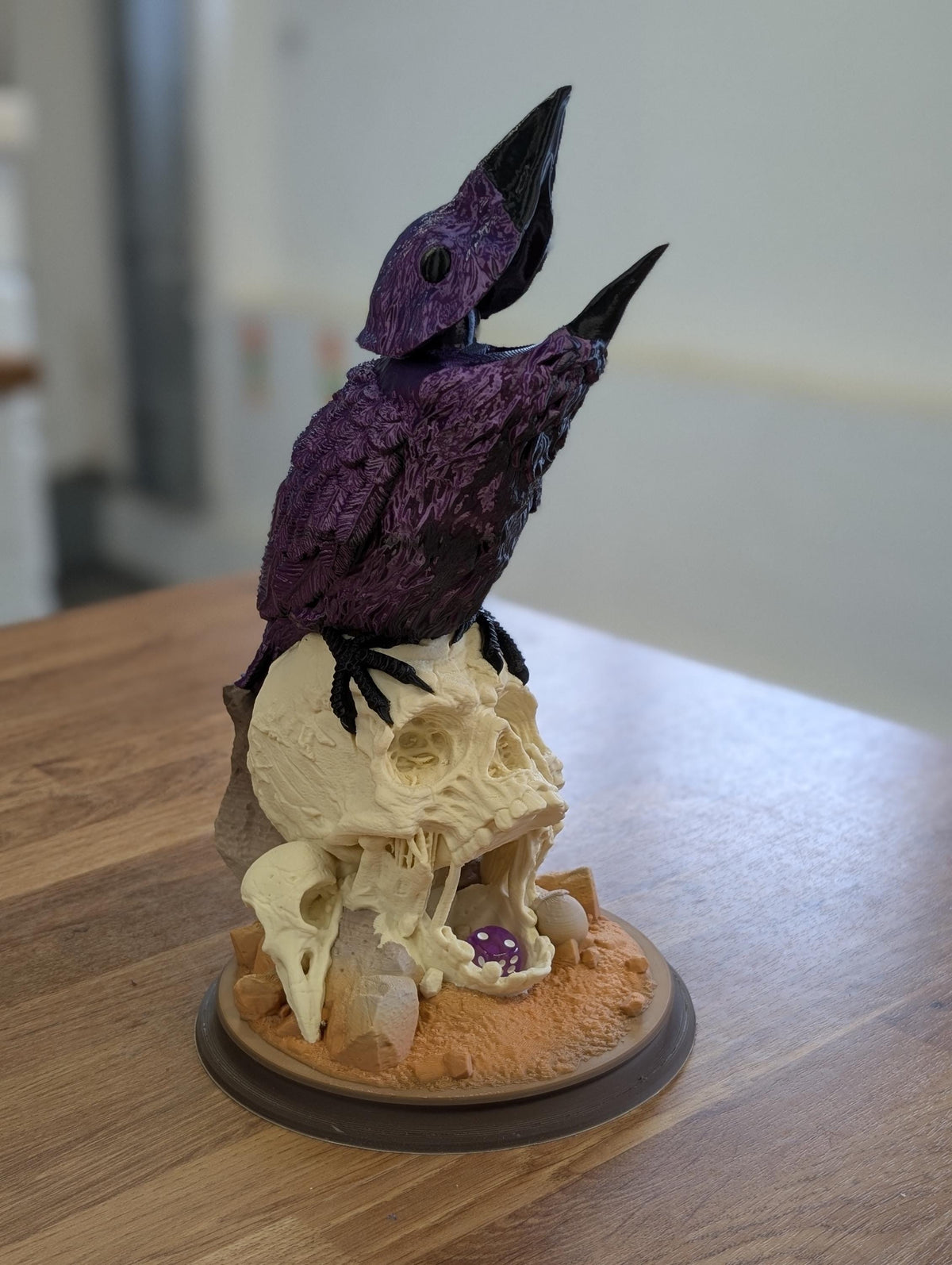Full Colour raven dice tower with the beak lifted open