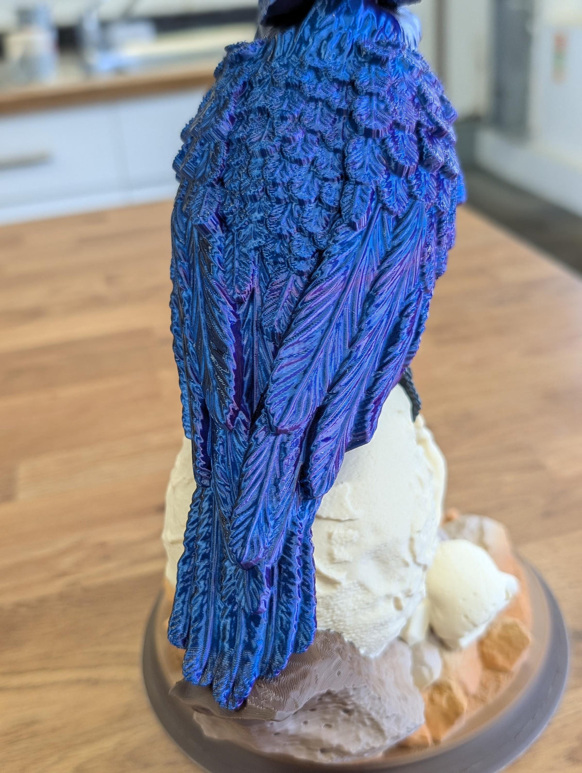 Back of the Full Colour raven showing the silk feathers