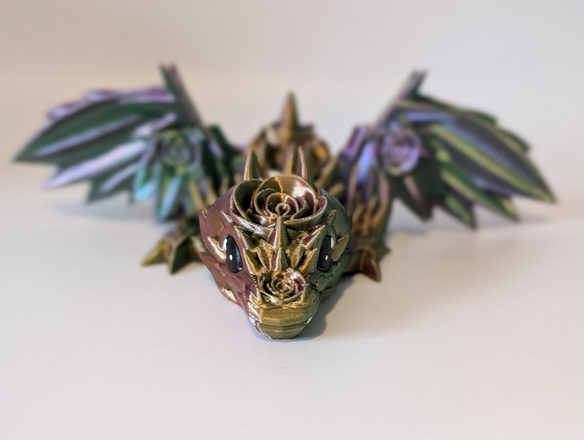 Winged Rose Dragon – articulated 3D printed fidget toy, product photo 1 of 8