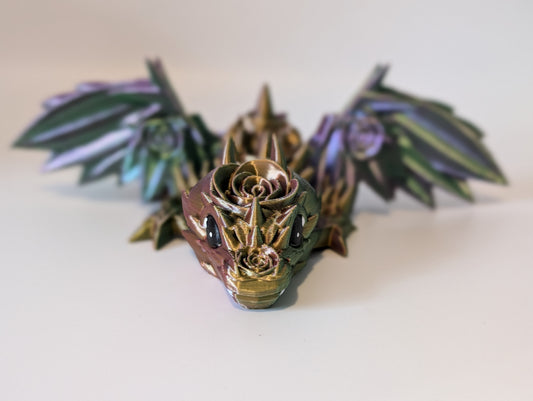 Winged Rose Dragon – articulated 3D printed fidget toy, product photo 1 of 8