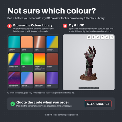 Colour Library and 3D Preview tools for choosing your colours